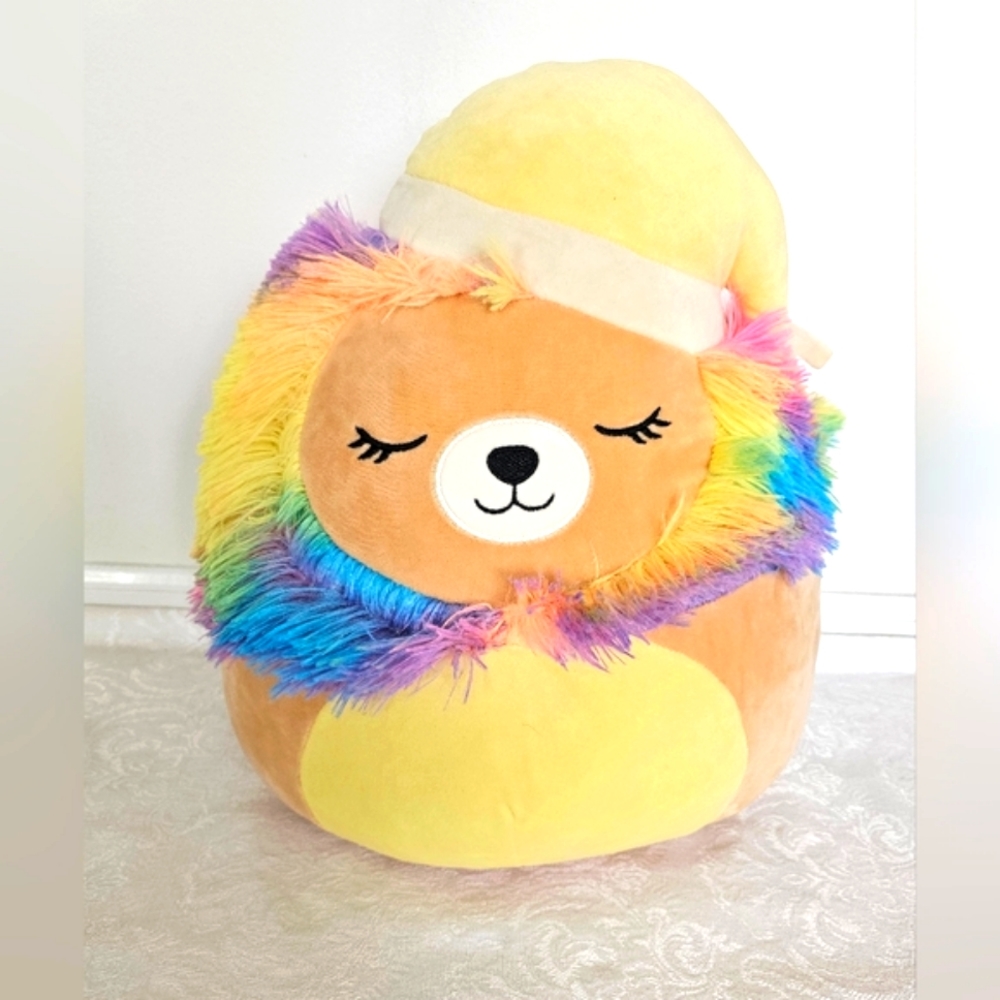 Squishmallows Lianne the Lion Rainbow colored plush with Sleeping Hat- E…